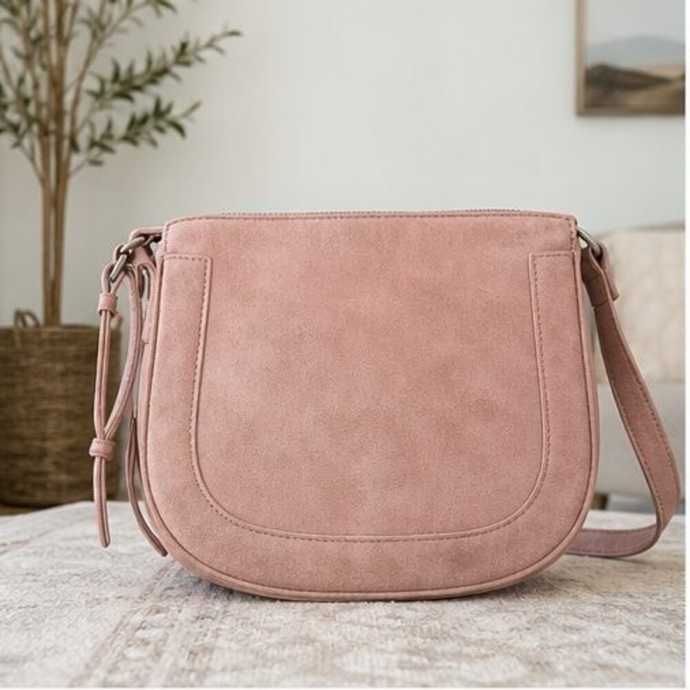 Blush Suede Crossbody Bag